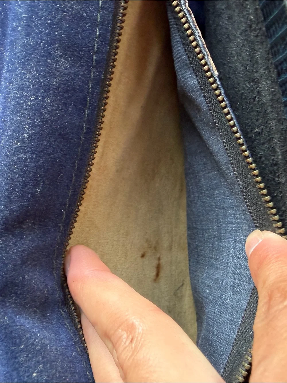 Vintage Western Navy Suede-Lined Navy Lizard-Embossed Leather Clutch Purse